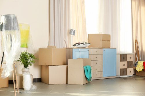 Professional packing materials and moving boxes prepared for a Kennington home move