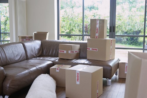 Packed boxes and furniture ready for house removals in Kennington